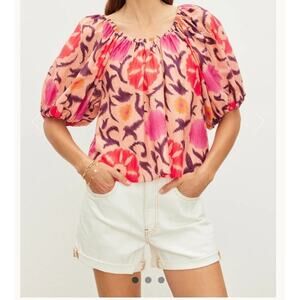 NWT Velvet by Graham & Spencer Edlin Silk Cotton Cameo Voile Top Size Small